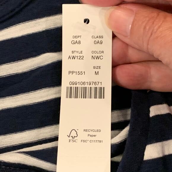 NWT J. Crew Navy and White Stripe Vintage Cotton Scoop Neck Tank - SIZE L - Picture 3 of 7